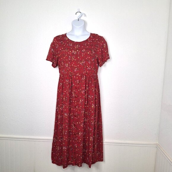 Erika & Co Dresses & Skirts - Erika & Co Floral Babydoll Maxi Summer Dress Sz L Boho Cottagecore Peasant